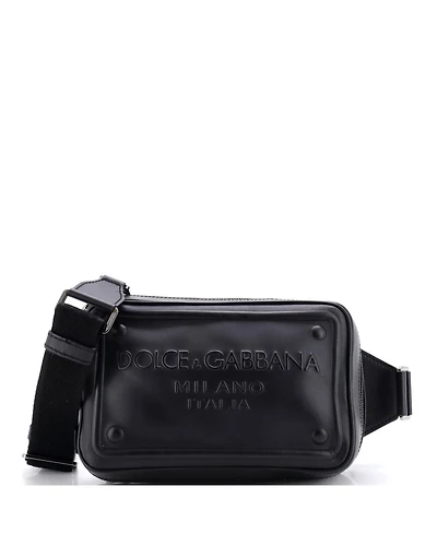 Pre-Owned Dolce & Gabbana Raised Logo Crossbody Bag Embossed Leather