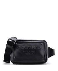 Pre-Owned Dolce & Gabbana Raised Logo Crossbody Bag Embossed Leather