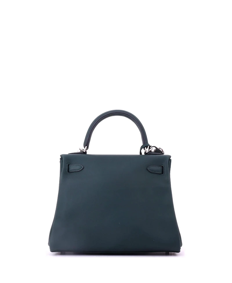 Pre-Owned HERMES Kelly 25 Handbag Green Swift with Palladium Hardware