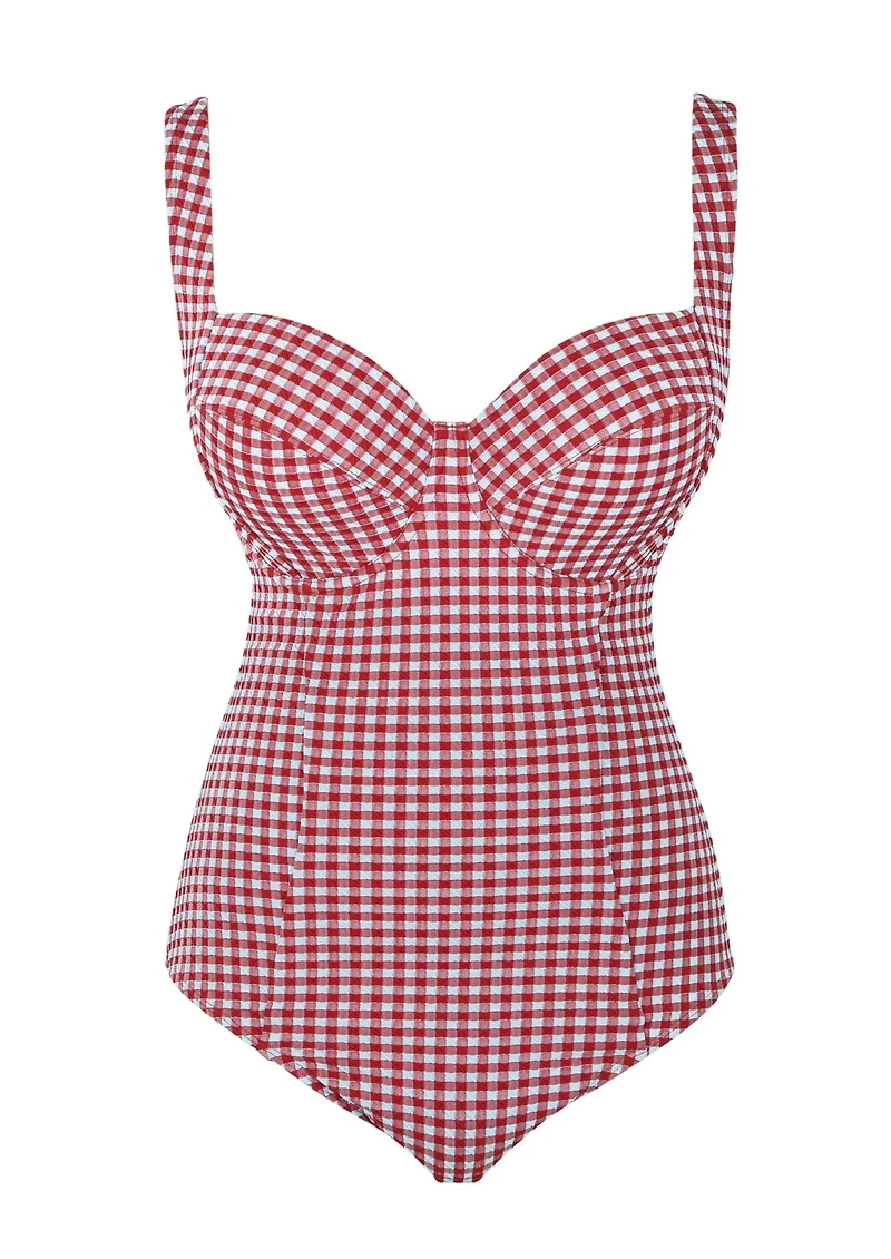Panache Lingerie Women's Gingham Paloma Underwire Side Support One Piece Swimsuit