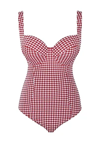 Panache Lingerie Women's Gingham Paloma Underwire Side Support One Piece Swimsuit