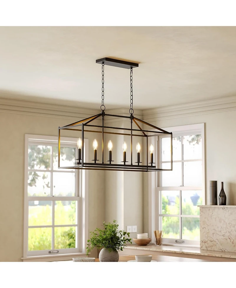 Tribesigns Farmhouse Dining Room Light Fixtures Over Table, 6-Light Candle Holder Kitchen Island Pendant Lighting with Adjustable Iron Chain