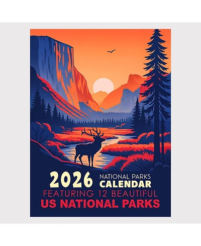Gnuadz National Parks Calendar 2026 Vintage Poster Wall Art