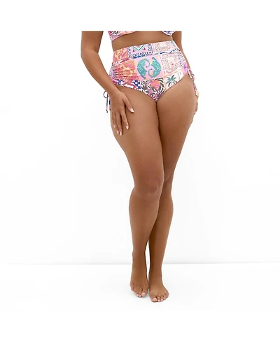 City Chic Women's Positano Hi Waist Print Bikini Brief