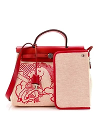 Pre-Owned HERMES 31 Herbag Zip Pegase Pop Toile and Leather