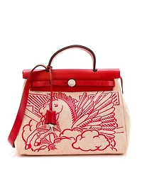 Pre-Owned HERMES 31 Herbag Zip Pegase Pop Toile and Leather