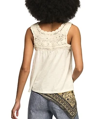 Lucky Brand Women's Crochet Trim Scoop Neck Swing Tank Top