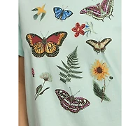 Lucky Brand Women's Embellished Butterfly Print Boyfriend T-Shirt