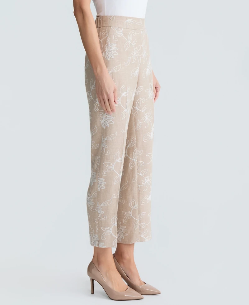 Kasper Women's High-Rise Embroidered Ankle Pants, Regular & Petite