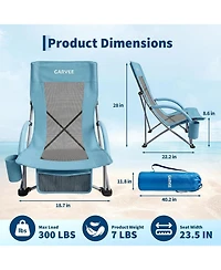 Xo 1 Pack Lightweight High Back Beach Chair, Folding Portable Camping Chairs for Camping, Beach, Travel
