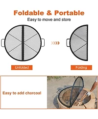 Xo Foldable Fire Pit Cooking Grill Grate, X-Marks Campfire Bbq Grill