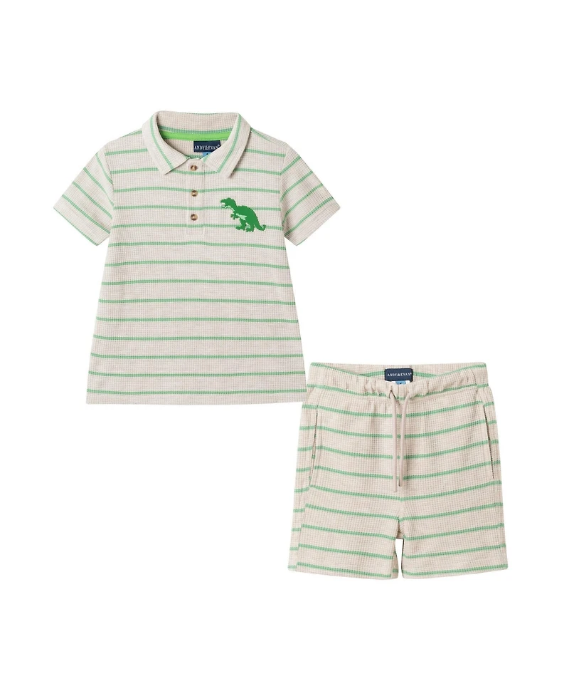Andy & Evan Toddler Boys Waffle Polo Set