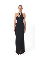 Jendue Women's Davidson Denim Maxi Dress - One Shoulder Design