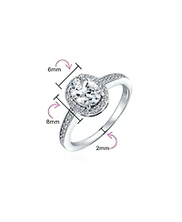 Bling Jewelry Classic Halo Oval Cz Solitaire Promise Ring Thin Band Cubic Zirconia .925 Sterling Silver