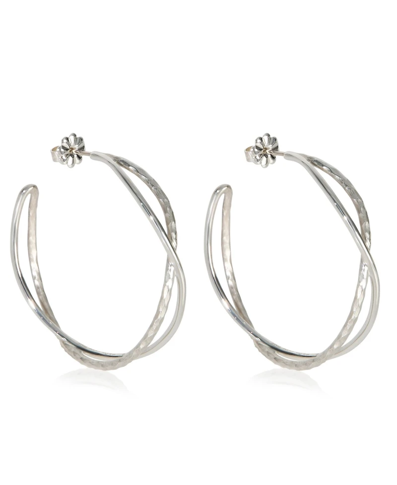 Pre-Owned Tiffany & Co Sterling Silver Paloma Picasso Crossover Hoop Earrings