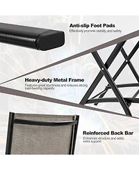 Gymax Folding Bar Stools Set of 6 Patio Sling Chairs with Backrest Humanized Footrest