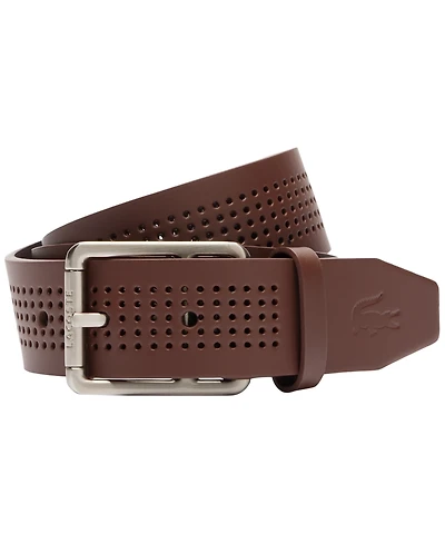 Lacoste Men's Harness Buckle Perforated Leather Belt