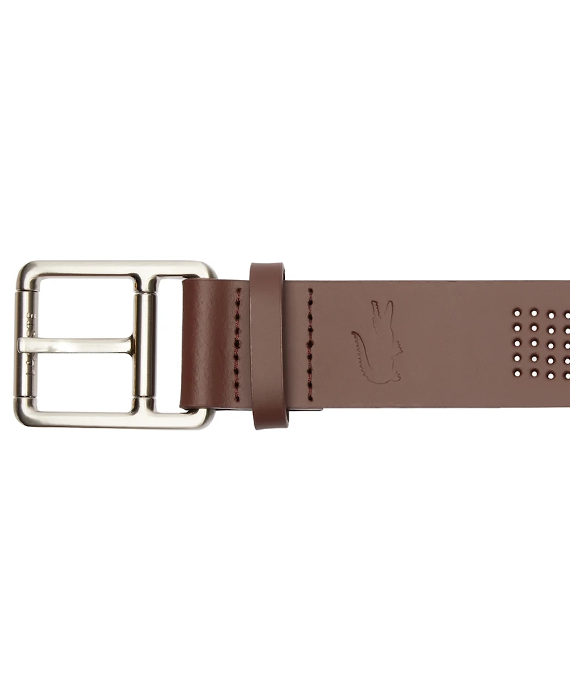 Lacoste Men's Harness Buckle Perforated Leather Belt