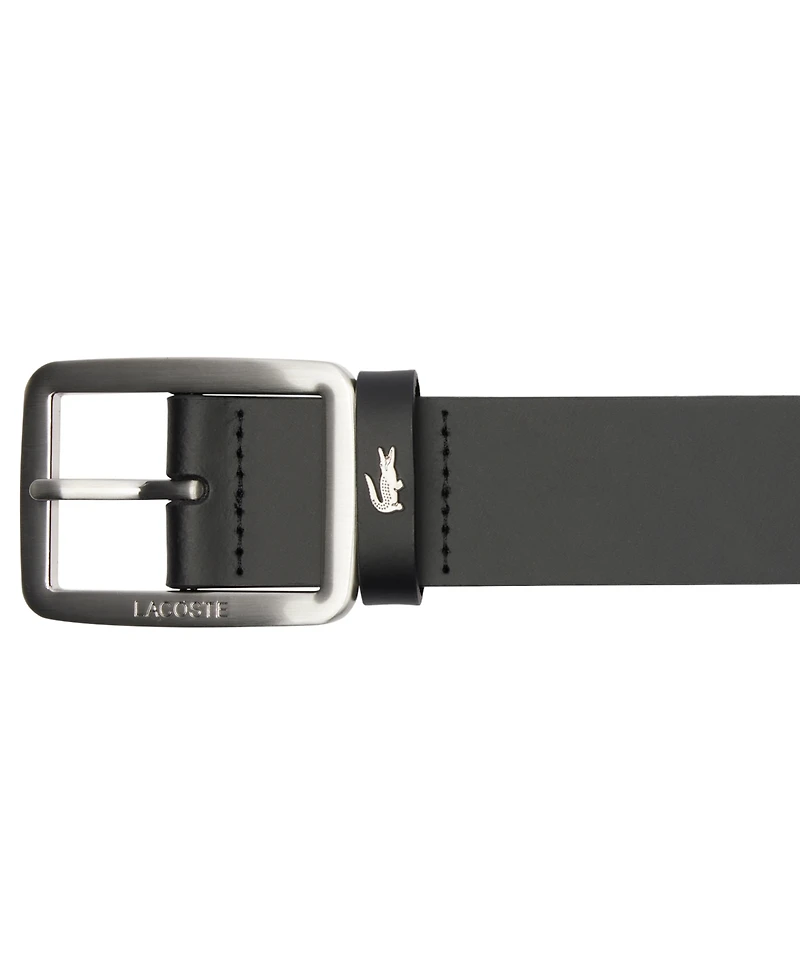 Lacoste Men's Embossed Buckle Leather Belt
