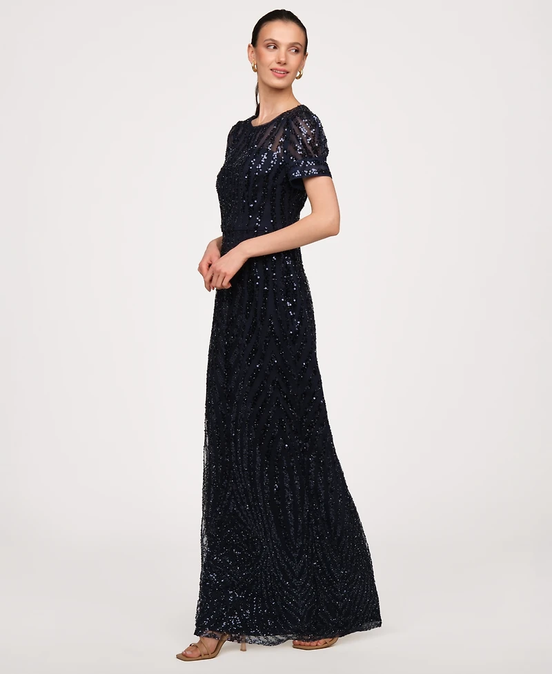 Js Collections Women's Jewel Neck Column Gown Dress