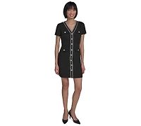 Karl Lagerfeld Paris Women's V-Neck Tweed Sheath Dress