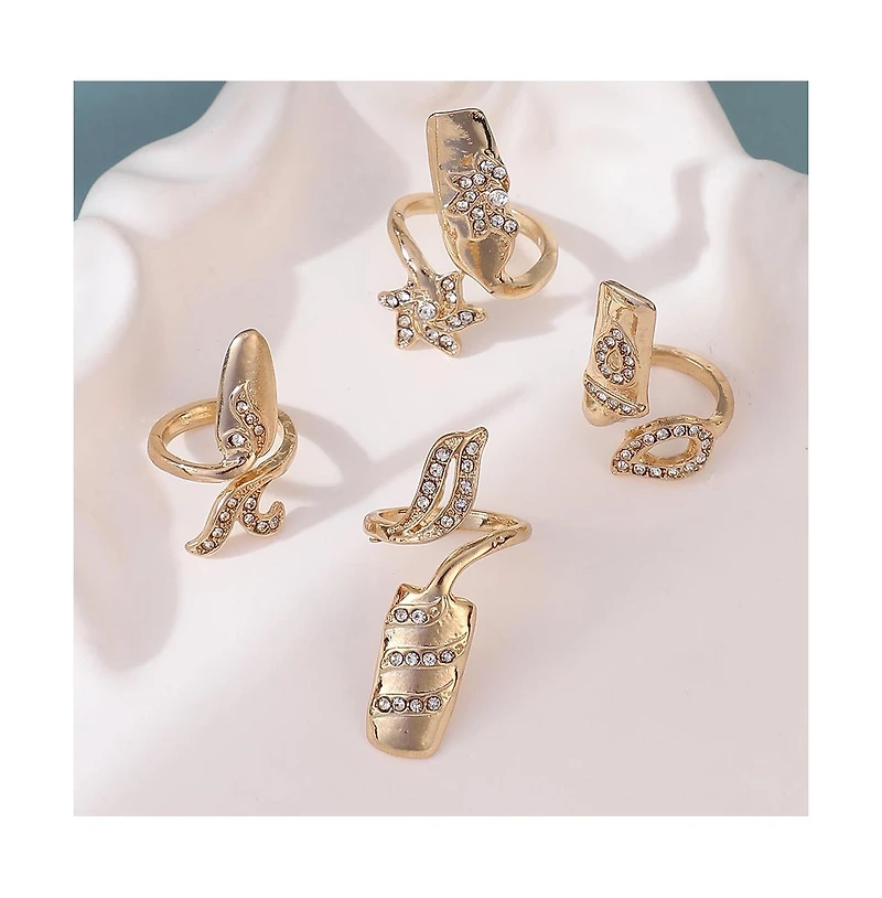 Sohi Women's The Botanic Nail Rings - Set Of 4
