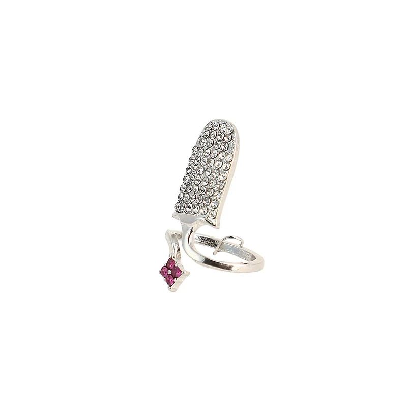 Sohi Women's The Regal-Papillon Nail Rings - Metallic Silver Set Of 5