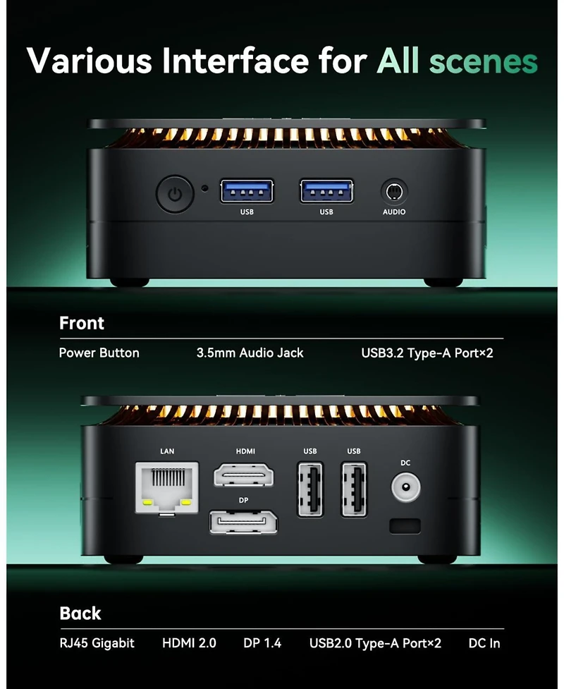 Kamrui Essenx E1 Mini Pc, Amd Ryzen 3250U 8GB DDR4 Ram 256GB Ssd, Dual 4K Support, WiFi/Ethernet for Business, Office, Home