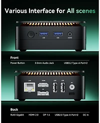 Kamrui Essenx E1 Mini Pc, Amd Ryzen 3250U 8GB DDR4 Ram 256GB Ssd, Dual 4K Support, WiFi/Ethernet for Business, Office, Home
