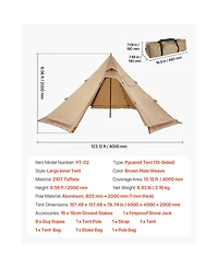 ECHTPeak Lightweight 4 Season Shelter Tents, with Stove Jack, Waterproof Canvas Camping Tents, Easy Setup, for Family Hiking, Hunting, 25 Person