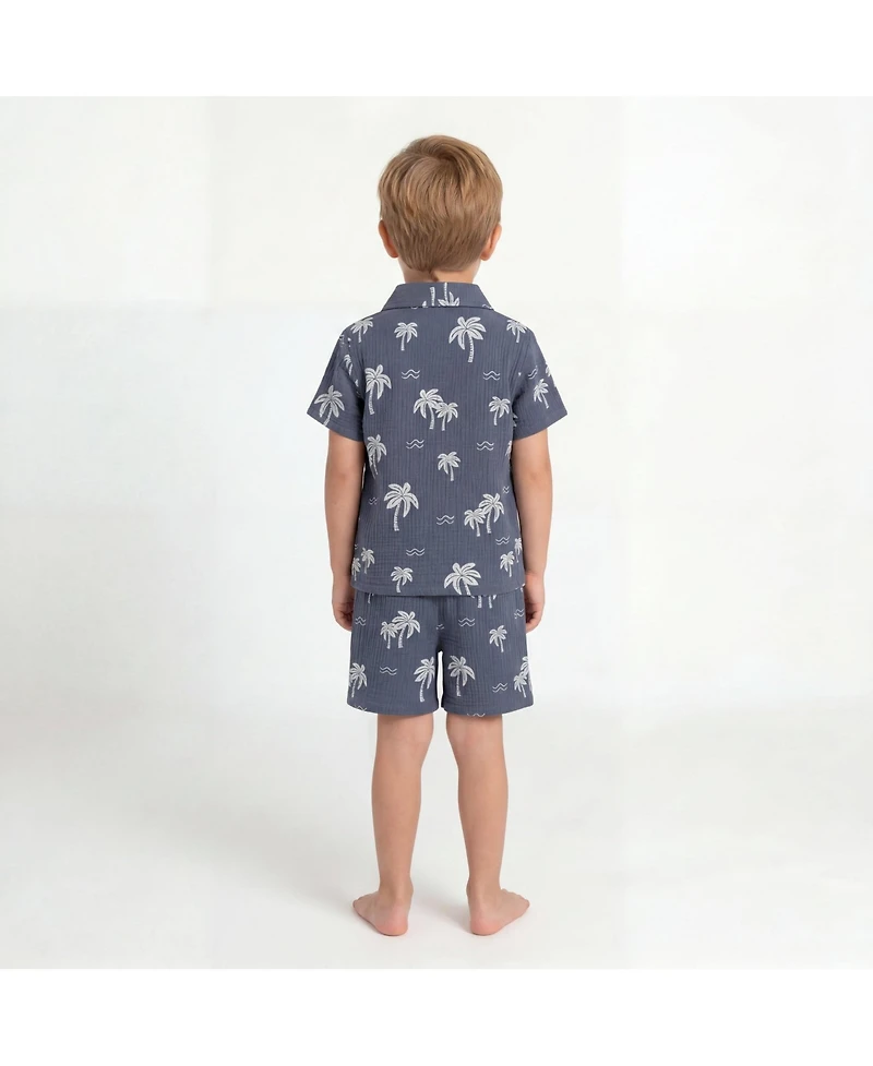 Andy & Evan Toddler Boys Little/Big Tropical Palm Tree Gauze Set