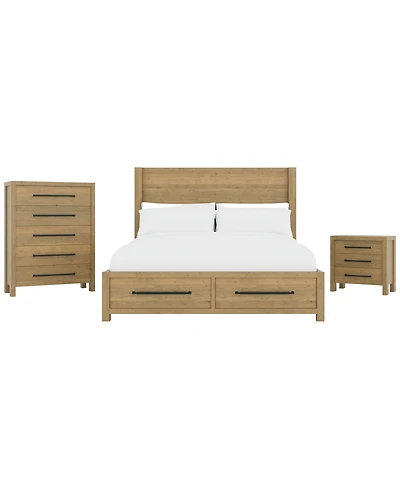Davie 3-Pc. King Storage Bedroom Set (Panel Bed, Chest & 3-Drawer Nightstand)