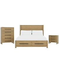 Davie 3-Pc. King Storage Bedroom Set (Panel Bed, Chest & 3-Drawer Nightstand)