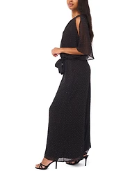 Msk Women's Blouson-Sleeve Crewneck Jumpsuit