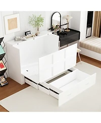Homsee Folding Bed with Storage Drawers - Space-Saving Sofa Bed | Full Size Guest Bed | 2-Drawer Cabinet