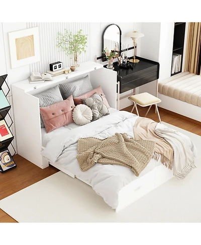 Homsee Folding Bed with Storage Drawers - Space-Saving Sofa Bed | Full Size Guest Bed | 2-Drawer Cabinet