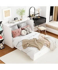 Homsee Folding Bed with Storage Drawers - Space-Saving Sofa Bed | Full Size Guest Bed | 2-Drawer Cabinet