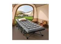 Aboron 2-Pack Folding Camping Cot with Mat: 78"x32". Heavy Duty 1200D Oxford Outdoor Bed for Adults with Carry Bag. Portable Travel Bed