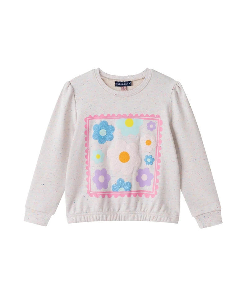 Andy & Evan Toddler Girls Chenille Floral Sweatshirt and Tulle Tank Dress Set