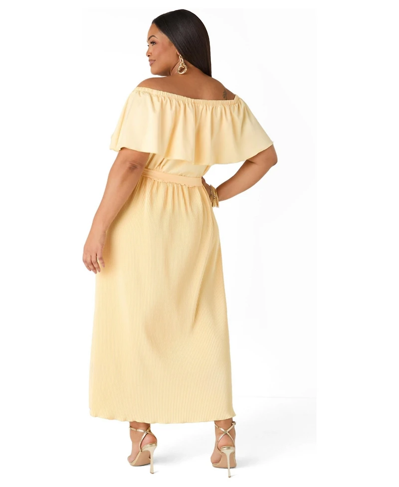 Ashley Stewart Women's Off The Shoulder Satin Maxi Dress
