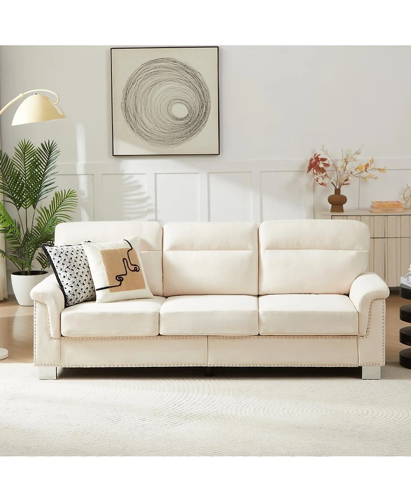 Streamdale Furniture 82" Modern Snowfleece 3-Seater Sofa