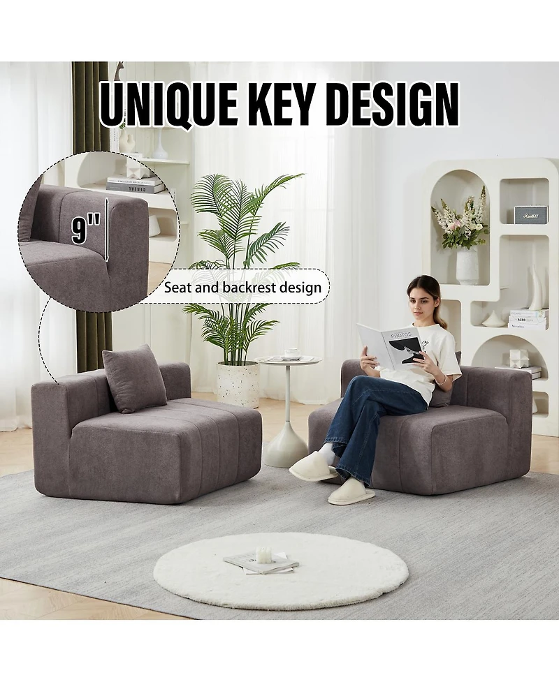 Streamdale Furniture Chenille curved sectional sofa with pillows