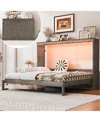 Streamdale Furniture Murphy Bed with Led Light, Foldable Cabinet