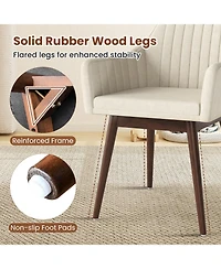 Gymax Set of 4 Dining Chairs Upholstered Kitchen Table Chairs Solid Wood Legs