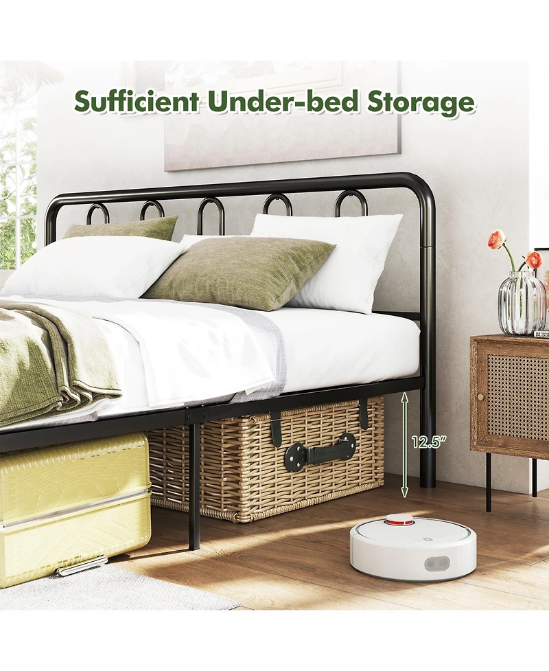 Gymax King Size Metal Bed Frame Headboard Footboard Platform Mattress Foundation