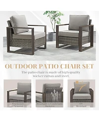 Pocassy Pieces Patio Furniture Set with Fire Pit Table, Patio Conversation Set Wicker Patio Chair Sofa Ottoman with Rectangular Fire Table