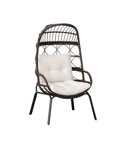 Yiortwo Patio Wicker Egg Chair with Cushions, Outdoor Rattan Lounge Chair