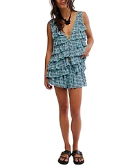 Free People Women's Ruffle Me Up Sleeveless Top and Shorts, 2-Piece Set