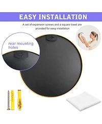 Rainsken Round Bathroom Mirror, 24 Inch Wall Mounted Shatterproof Hd Glass Mirror with Metal Frame for Bathroom