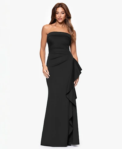 Xscape Petite Strapless Ruffle Sheath Gown